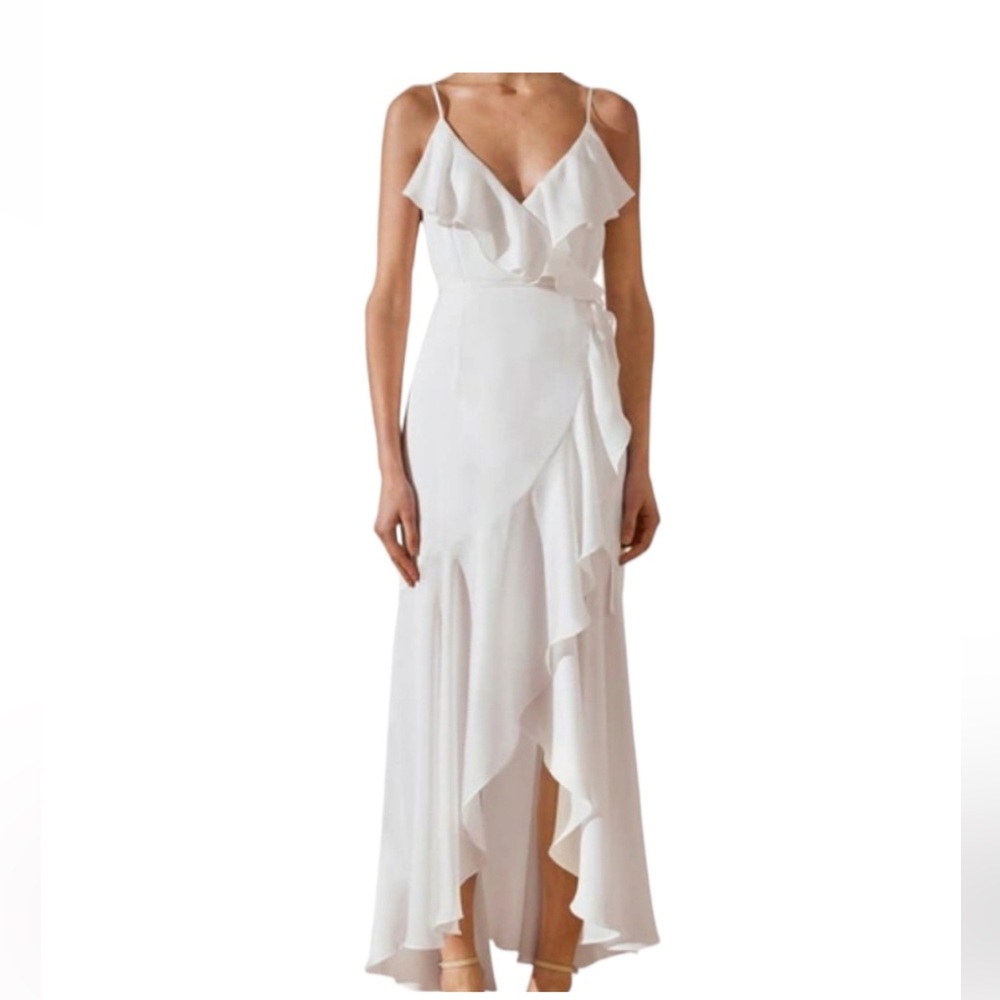 Express Ruffle wrap front hi-low maxi dress XXS